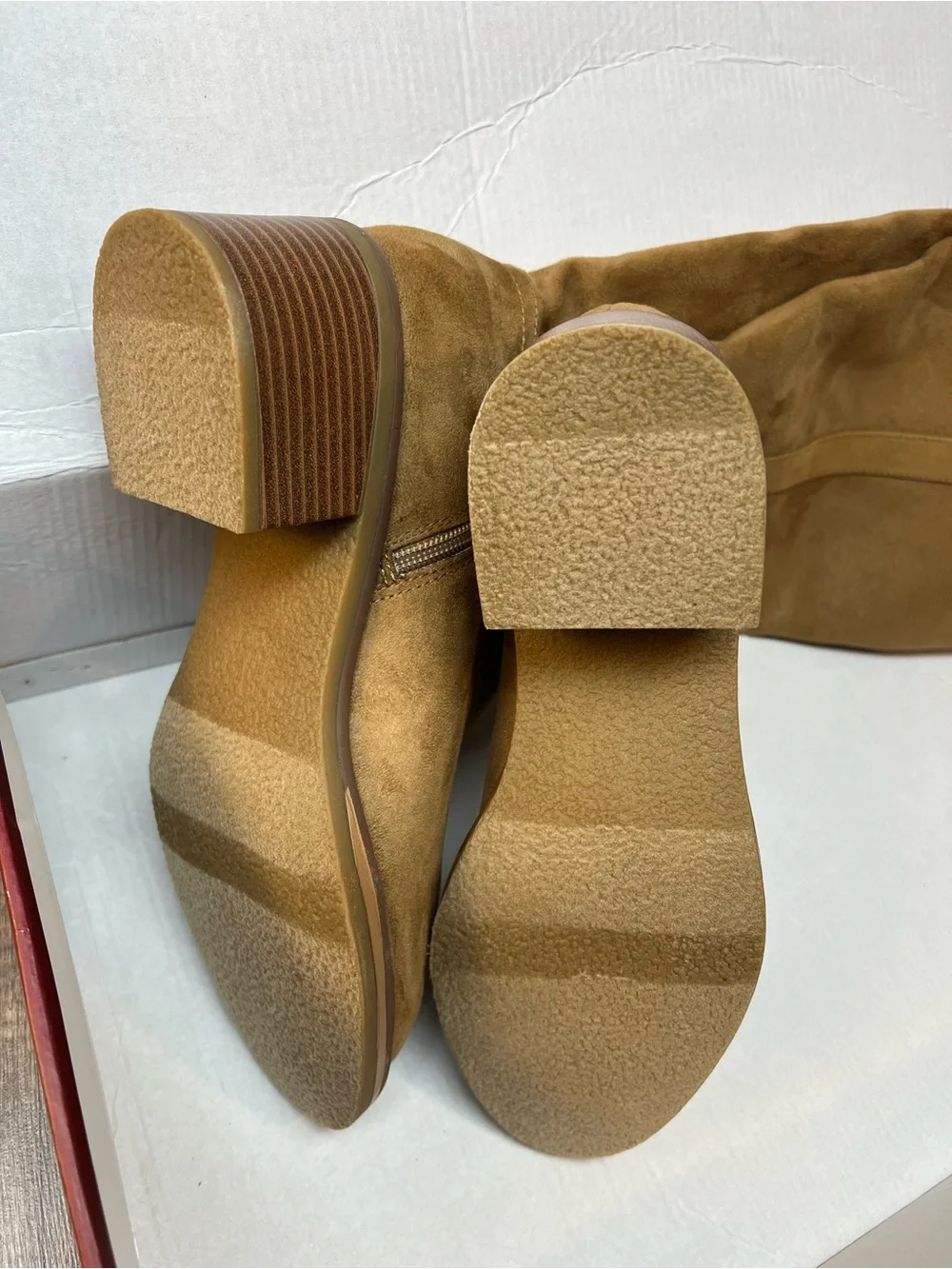 Kensie Tan Suede Over-The-Knee Block Heel Boots Size 9